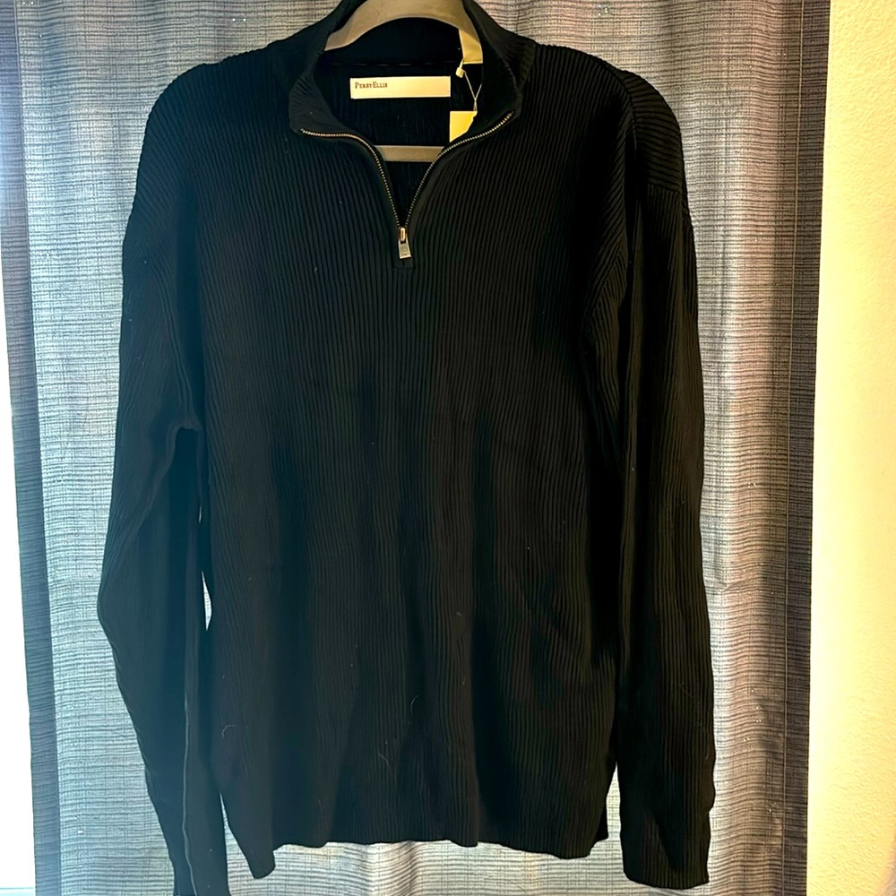 Perry Ellis Black Quarter Zip Sweater